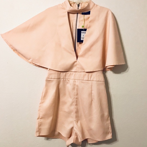 Light pink/Cream Romper with Cape - Picture 1 of 3